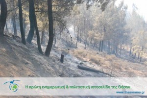 Σβήστηκε η φωτιά και πάνω από 5.000 στρέματα Δάσος κάηκαν στη Θάσο.